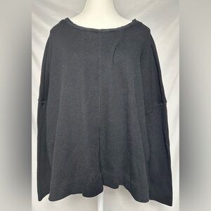 ANTHROPOLOGIE Black Waffle Knit Thermal Long Sleeve Top Size M